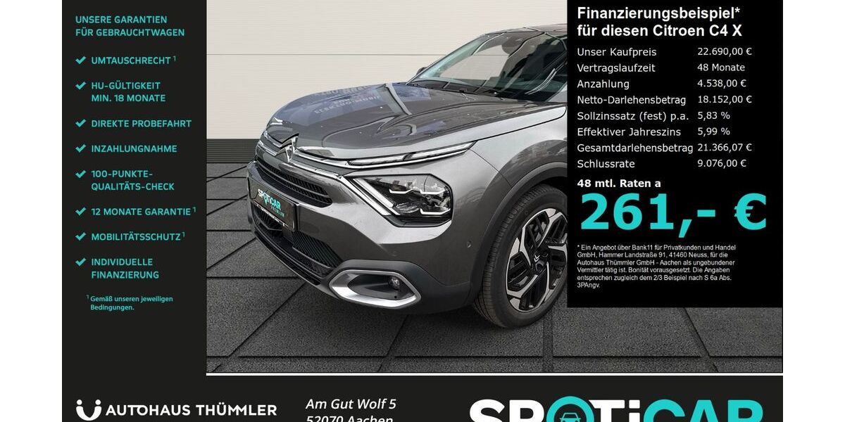Citroen C4 X 22.670 km 22.490 &euro; Aachen 52070