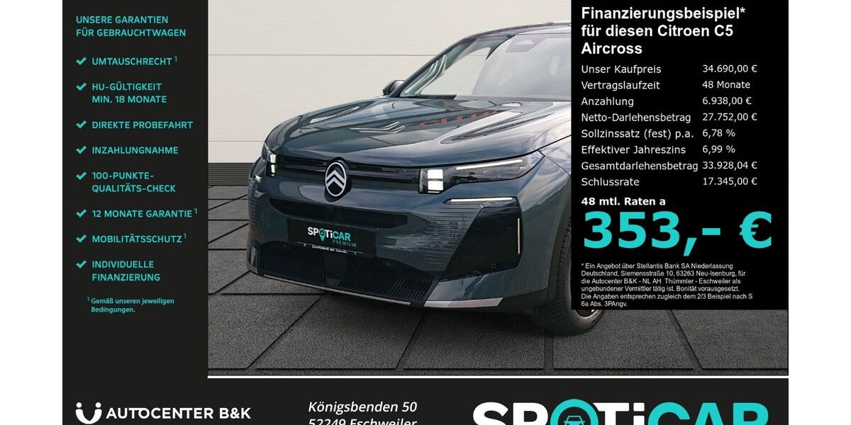 Citroen C5 Aircross 4.999 km 34.690 &euro; Eschweiler 52249