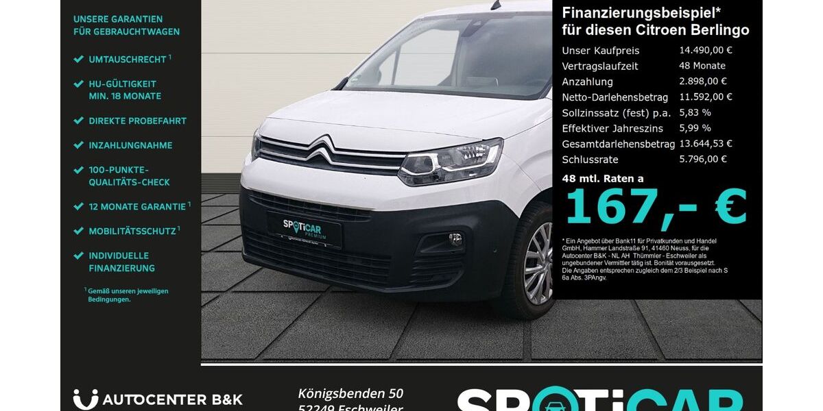 Citroen Berlingo 60.300 km 14.490 &euro; Eschweiler 52249